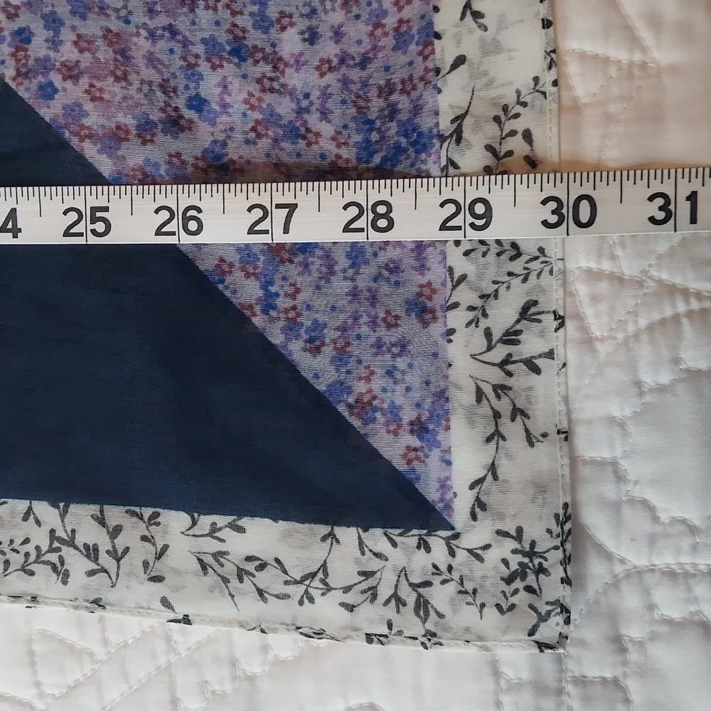 * Rebecca Minkoff Blue Multi-Pattern Lightweight Cotton Silk Square 30X30 Scarf